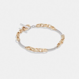 Coach Signature Mixed Chain Bracelet Gold/Silver | COH866140