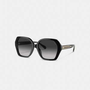 Coach Signature Ombré Geometric Square Sunglasses Grey Gradient | COH866348