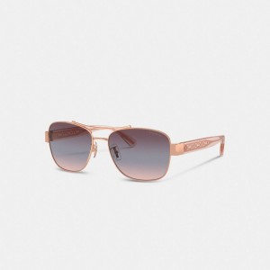 Coach Signature Ombré Narrow Pilot Sunglasses Purple Gradient | COH866378