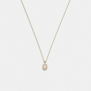 Coach Signature Pavé Necklace Gold/Clear | COH866176