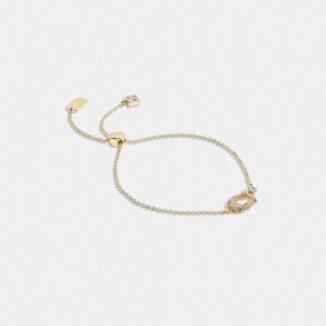 Coach Signature Pavé Slider Bracelet Gold/Clear | COH866087