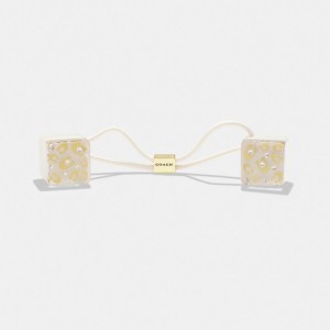 Coach Signature Resin Dice Hair Ties Gold/Chalk | COH866147