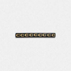 Coach Signature Resin Thin Hair Barrette Gold/Black | COH866097