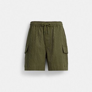 Coach Signature Shorts In Organic Cotton Green | COH866954