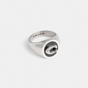 Coach Signature Signet Ring Silver | COH867007