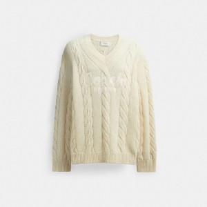 Coach Signature Sweater In Recycled Wool Ivory | COH866886