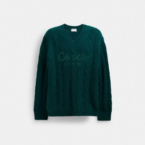 Coach Signature Sweater In Recycled Wool Green | COH866890