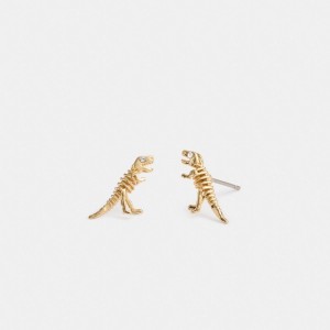 Coach Skeletal Rexy Stud Earrings Gold | COH866135