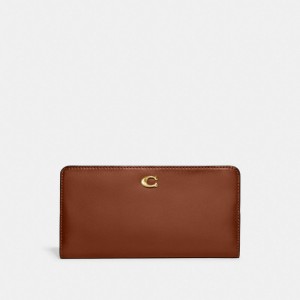 Coach Skinny Wallet Refined Calf Leather/Brass/1941 Saddle | COH865526