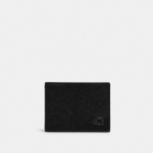 Coach Slim Billfold Wallet Crossgrain Leather/Black | COH866712