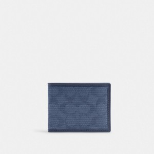 Coach Slim Billfold Wallet In Signature Canvas Jacquard Washed Chambray | COH866701