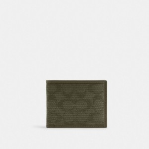 Coach Slim Billfold Wallet In Signature Canvas Jacquard Army Green | COH866716