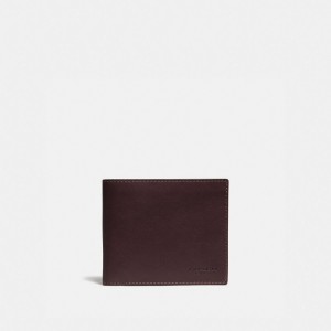 Coach Slim Billfold Wallet Sport Calf Leather/Mahogany Brown | COH866694