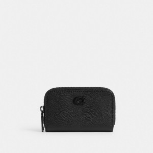 Coach Small Zip Around Card Case Crossgrain Leather/Black | COH866775