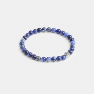 Coach Sodalite Beaded Bracelet Silver/Blue | COH867024