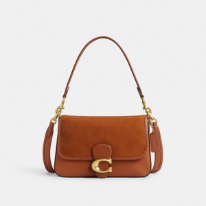 Coach Soft Tabby Shoulder Bag Smooth Leather/Suede/Brass/Burnished Amber | COH864941