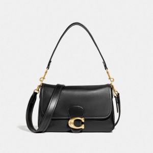 Coach Soft Tabby Shoulder Bag Smooth Leather/Brass/Black | COH864967