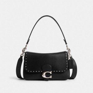 Coach Soft Tabby Shoulder Bag With Rivets Silver/Black | COH864954
