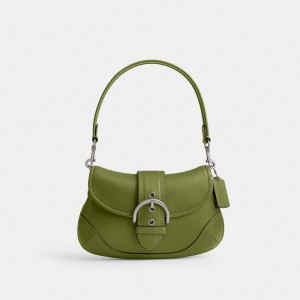 Coach Soho Bag In Regenerative Leather Silver/Dark Lime | COH864732