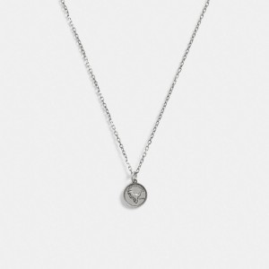 Coach Sterling Silver Coin Pendant Necklace Silver | COH867019