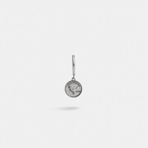 Coach Sterling Silver Coin Single Huggie Earring Silver | COH867021