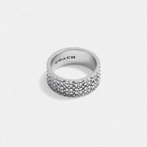 Coach Sterling Silver Signature Ring Silver | COH867030