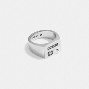 Coach Sterling Silver Signet Ring Silver | COH867009