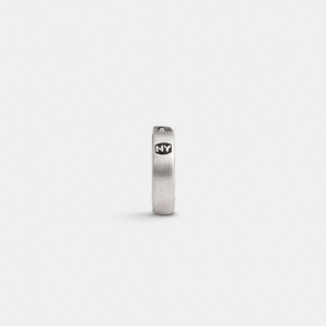 Coach Sterling Silver Stamped Signature Huggie Earring Silver | COH867017