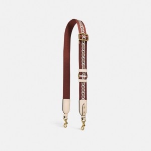 Coach Strap With Chain Stripe Brass/Ivory | COH866460