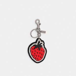 Coach Strawberry Bag Charm Silver/Black | COH866477