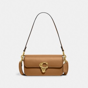 Coach Studio Baguette Bag Glovetan Leather/Brass/Light Camel | COH864842