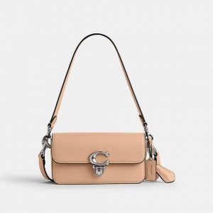 Coach Studio Baguette Bag Glovetan Leather/Silver/Buff | COH864753