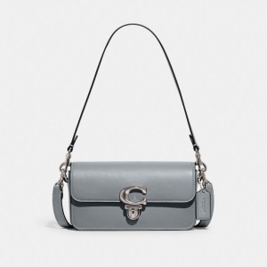 Coach Studio Baguette Bag Glovetan Leather/Silver/Grey Blue | COH864784