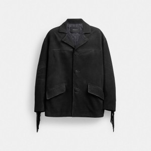 Coach Suede Fringe Jacket Black | COH866875
