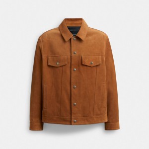Coach Suede Leather Jacket Tan | COH866866