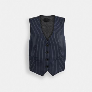 Coach Suit Vest Navy/White | COH865980