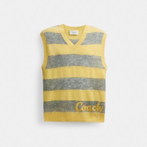 Coach Sweater Vest Yellow Multi | COH866887