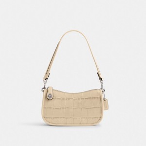 Coach Swinger Bag 20 Croc Embossed Leather/Silver/Ivory | COH864744