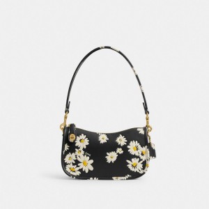 Coach Swinger Bag 20 With Floral Print Glovetanned Leather/Brass/Black Multi | COH864835