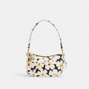 Coach Swinger Bag 20 With Floral Print Glovetanned Leather/Brass/Chalk Multi | COH864964