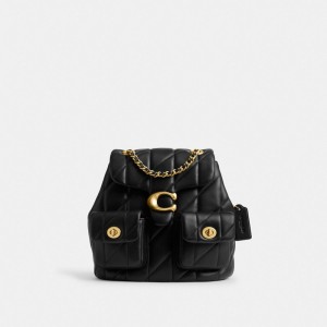 Coach Tabby Backpack With Quilting Nappa Leather/Brass/Black | COH865459