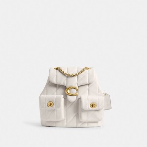 Coach Tabby Backpack With Quilting Nappa Leather/Brass/Chalk | COH865481