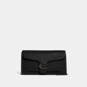 Coach Tabby Chain Clutch Polished Pebble Leather/Pewter/Black | COH865412
