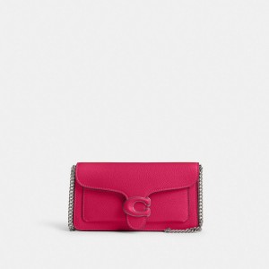 Coach Tabby Chain Clutch Refined Pebble Leather/Silver/Dragonfruit | COH865315
