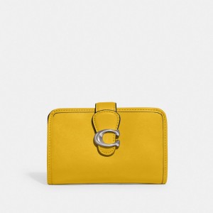 Coach Tabby Medium Wallet Smooth Leather/Silver/Canary | COH865528