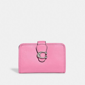 Coach Tabby Medium Wallet Smooth Leather/Silver/Vivid Pink | COH865530