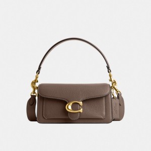 Coach Tabby Shoulder Bag 20 Refined Pebble Leather/Brass/Dark Stone | COH864798