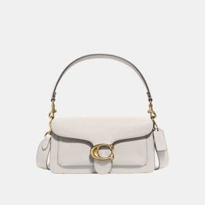 Coach Tabby Shoulder Bag 26 Refined Pebble Leather/Brass/Chalk | COH864796