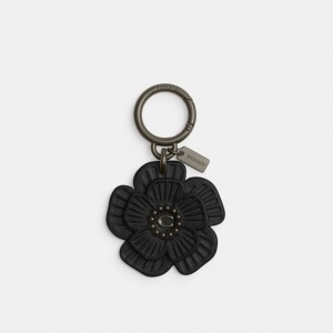 Coach Tea Rose Bag Charm Glovetanned Leather/Matte Black/Black | COH866478