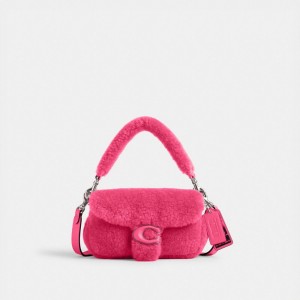 Coach The Lil Nas X Drop Tabby Shoulder Bag 18 In Shearling Silver/Bright Fuchsia | COH864886